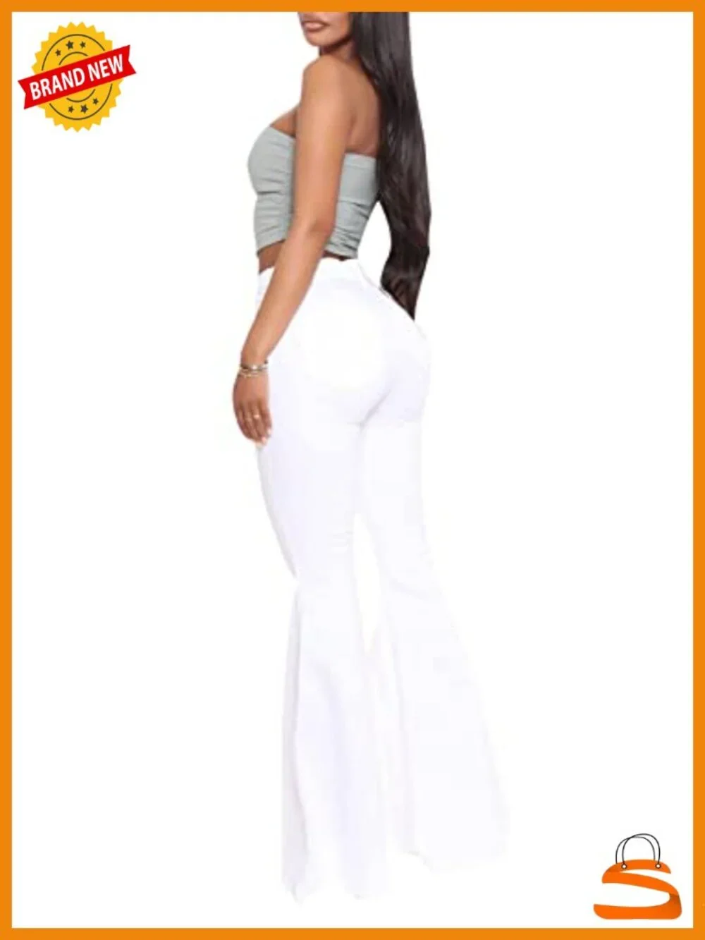 High Waisted Flare Ripped Bell Bottom Jeans Stretchy Denim Pants